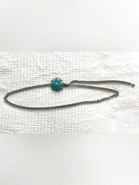 Turquoise Cluster Pendant Silver Chain Belt/Necklace